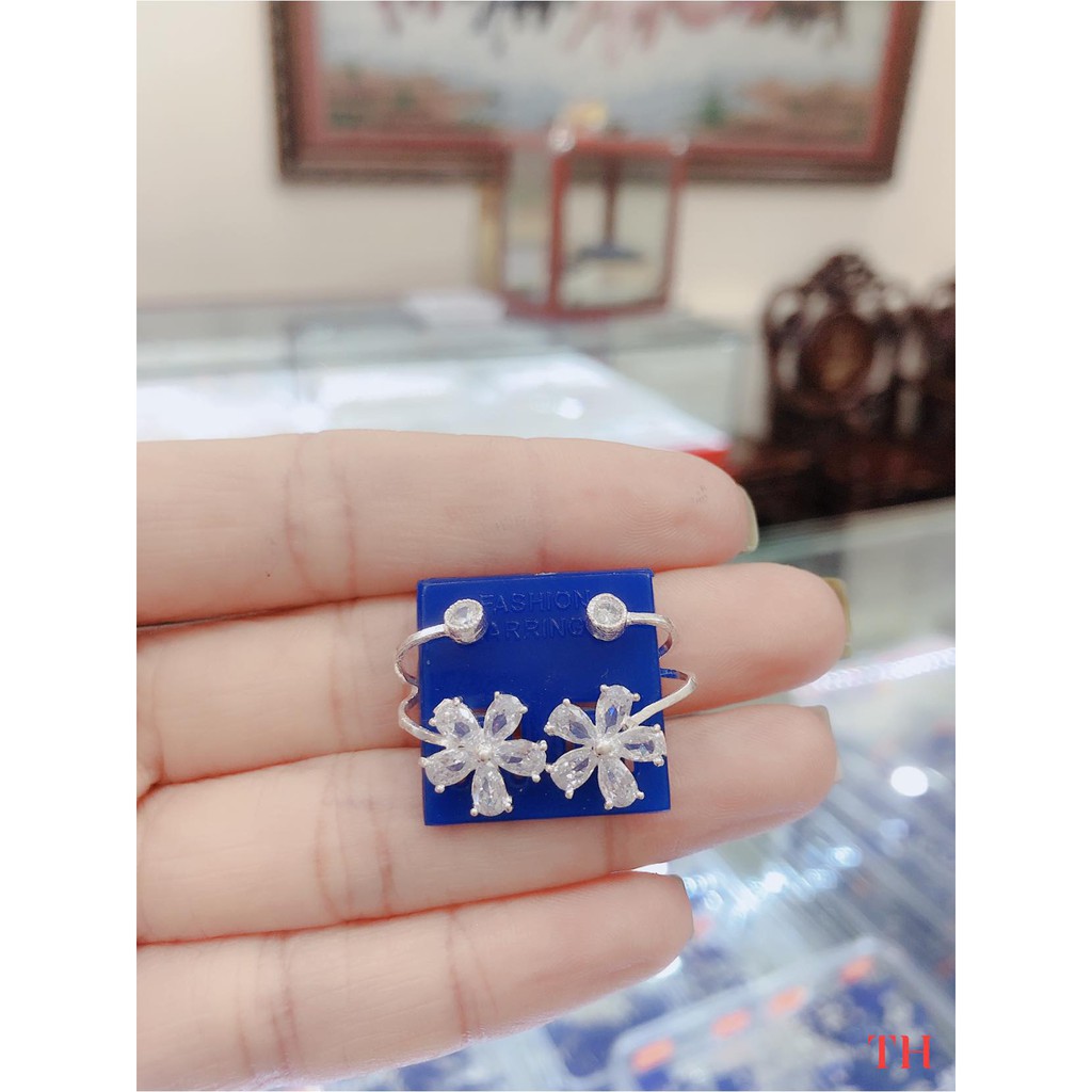 Gía ctv hoa tai nữ bông hoa kẹp vành bạc ta