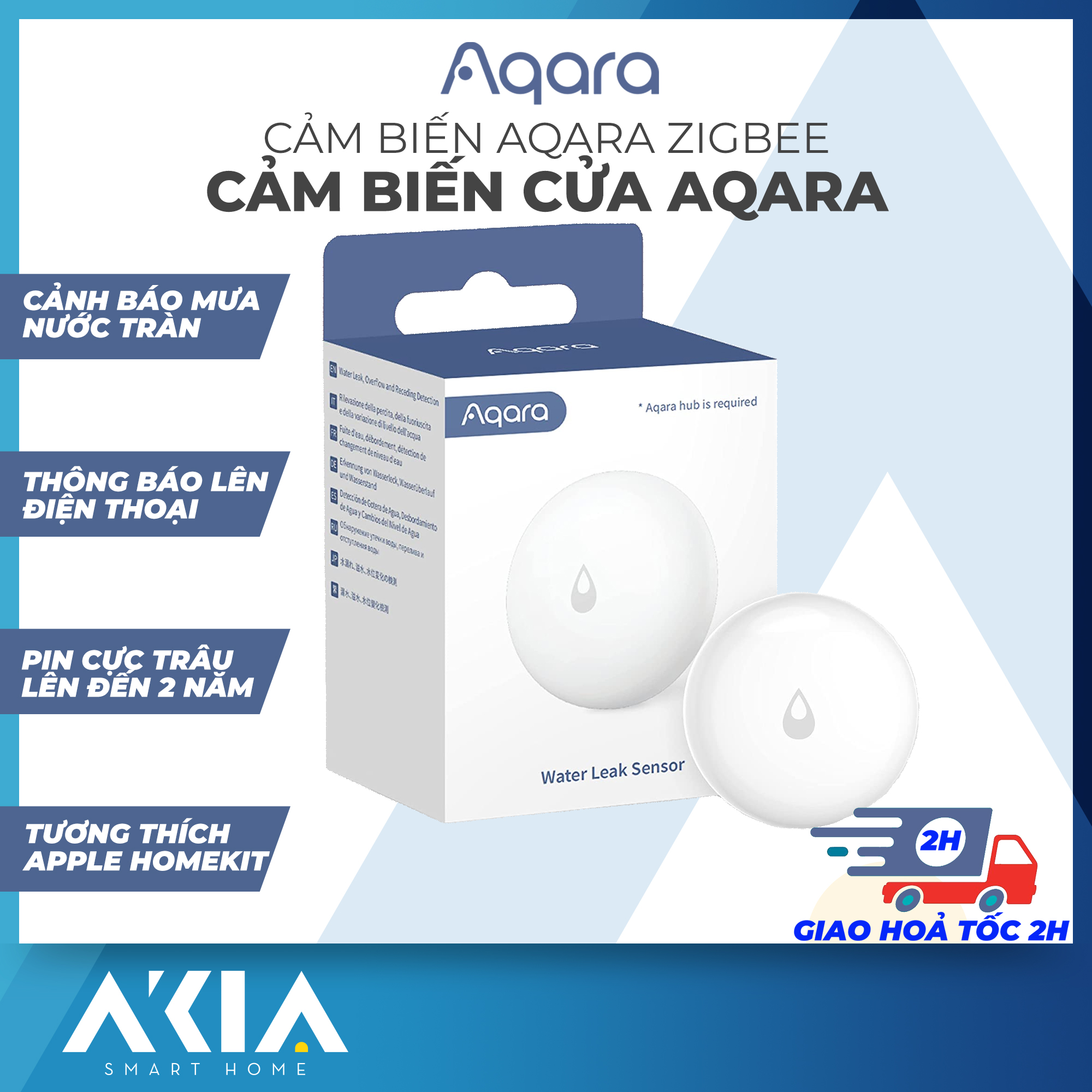 Aqara Water Leak Sensor, REQUIRES AQARA HUB, Wireless Water Leak Detector