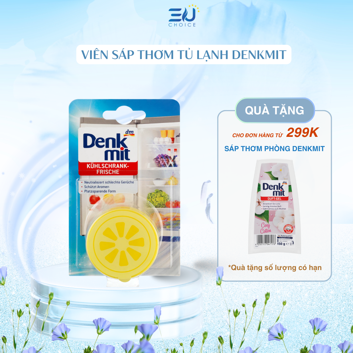 Sáp thơm khử mùi tủ lạnh denkmit 40g nhập khẩu đức