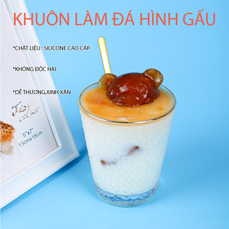 Khuôn Làm Đá Silicon Hình Gấu, Hoa Hồng 3D Xinh Xắn, Khay Đá Cute Trang Trí Đồ Uống Hình Gấu Teddy , Hoa Hồng