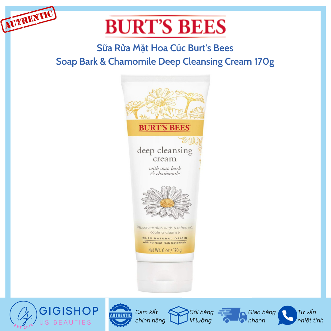 Sữa rửa mặt hoa cúc Burt’s Bees Soap Bark Chamomile Deep Cleansing Cream 170g