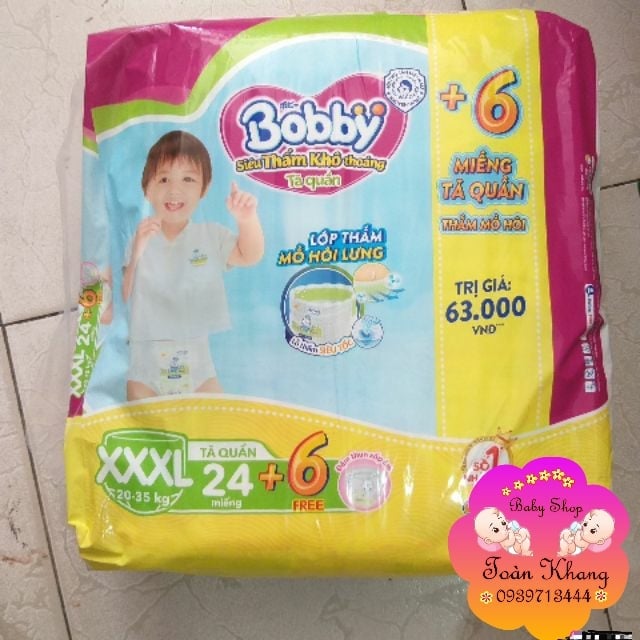 *tã quần bobby big size xxxl24+6 miếng