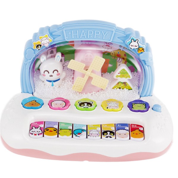 Đồ chơi đàn Piano cối xay gió tung tuyết có đèn sáng đáng yêu cho bé