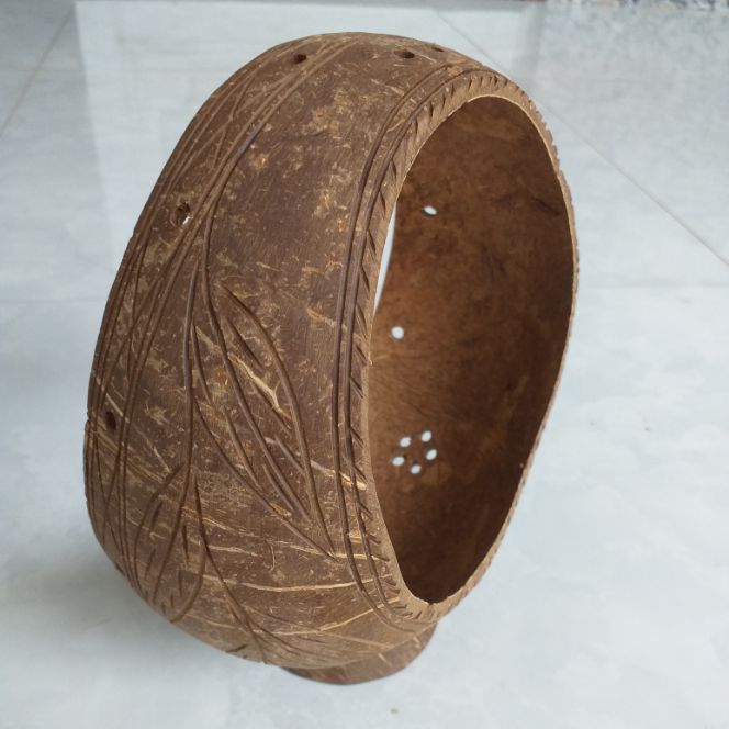 Chậu gáo dừa cắt 2 miệng có đế