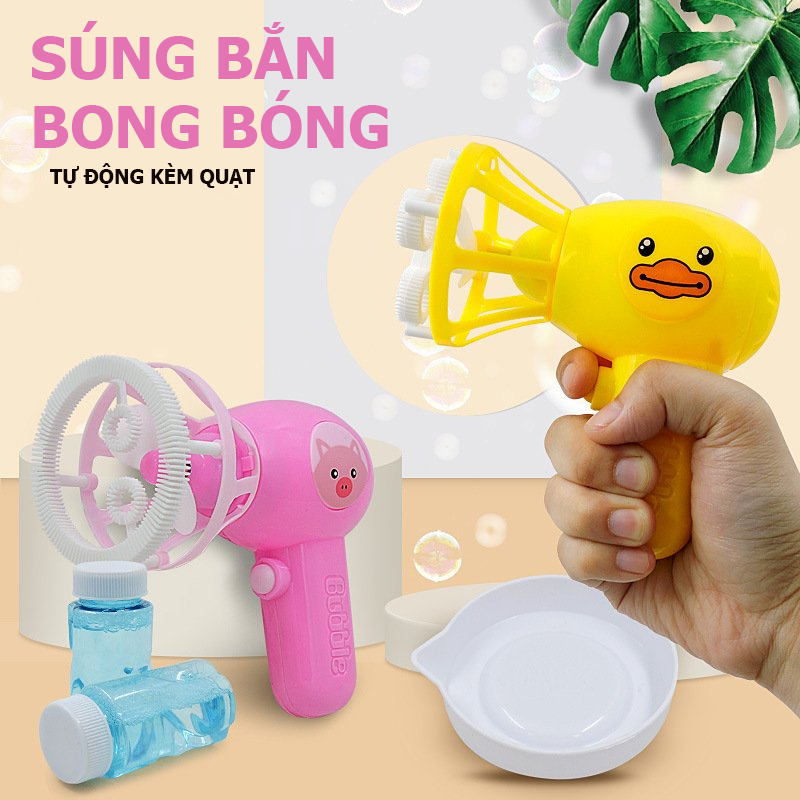 [HCM]Đồ chơi trẻ em súng thổi bong bóng quạt gió tự động có sẵn pin đồ chơi ngoài trời vui nhộn dễ thương cho bé quà tặng đồ chơi cho bé