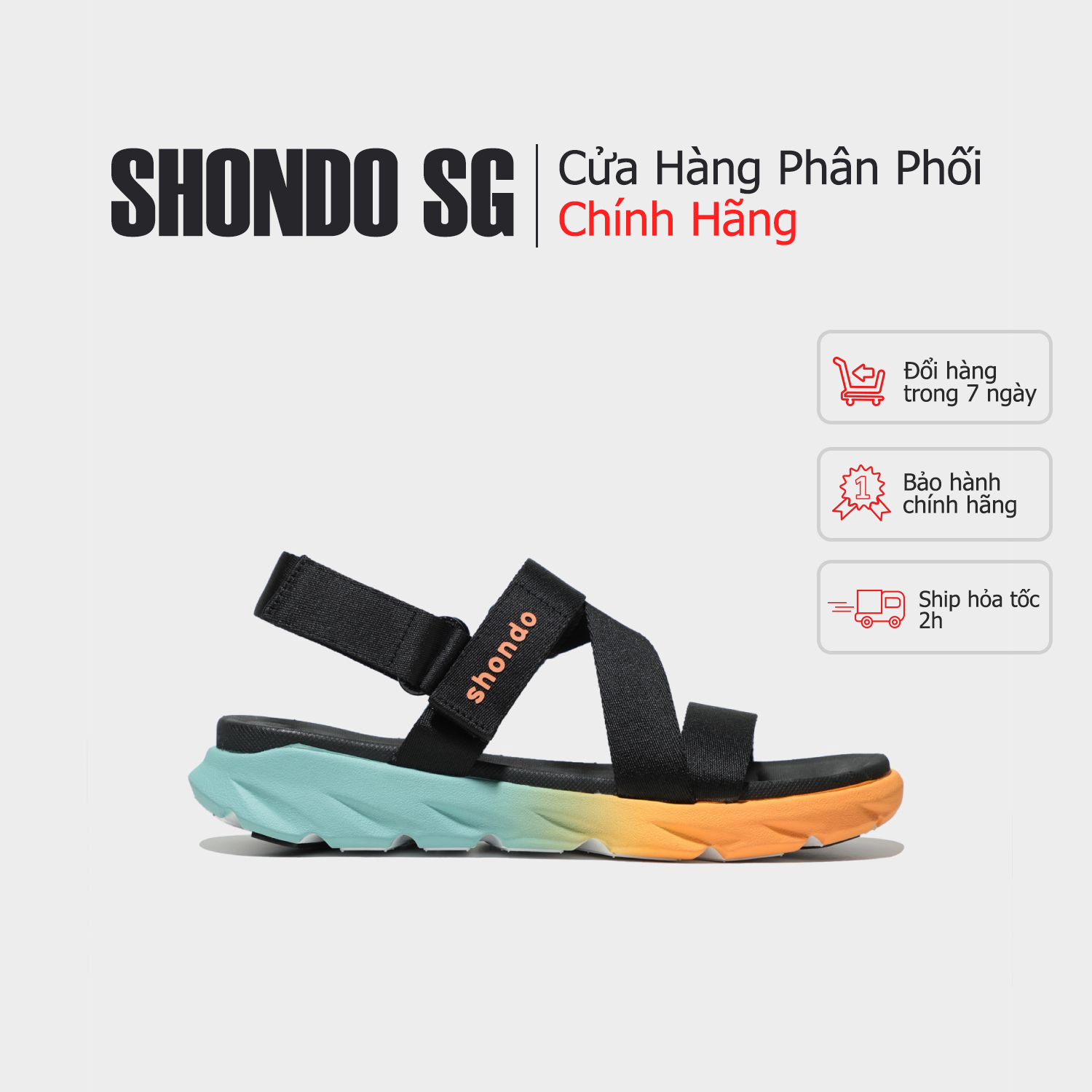 [Chính hãng]Shondo Sandal F6 sport ombre đế 2 màu xanh baby-cam nhạt F6S8310