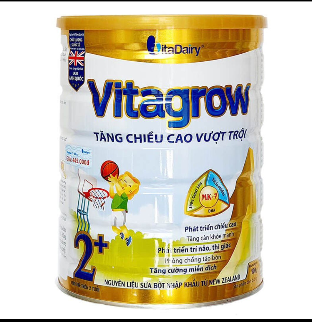 Sữa vitagrow 2+ 900gr có mã qr date 2024