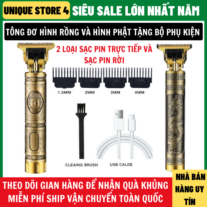 Tông Đơ Cắt Tóc Loại Tốt Tặng 4 Đầu Kích Cỡ Khác Nhau 2 Loại Sạc Trực Tiếp Và Sạc Ngoài Thiết Kế Tinh Tế Động Cơ 4 Chiều Không Tiếng Ồn Bảo Hành 12 Tháng