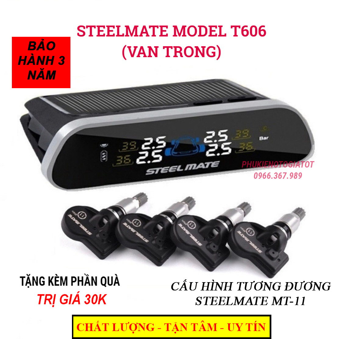 Cảm biến áp suất lốp STEELMATE T606 (Cấu hình tương đương Steelmate MT11)