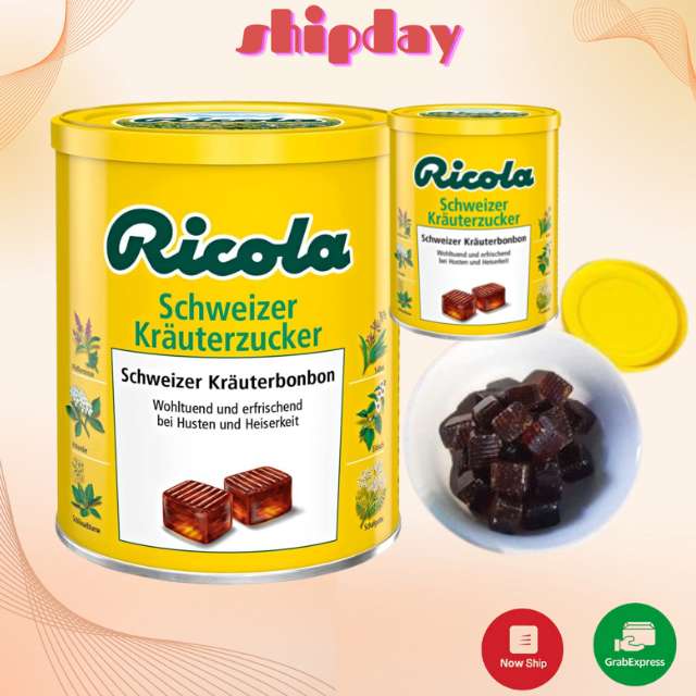 Kẹo ngậm ho Ricola 250g, Kẹo ngậm chống viêm cổ, kẹo ngậm bạc hà, kẹo ngậm thơm, kẹo ngậm thảo dược
