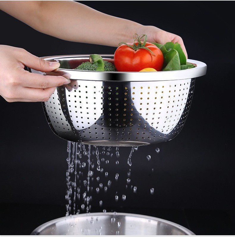 [HCM][LOẠI 24 CM] Rổ ĐÚC  inox bền đẹp . Rổ đựng hoa quả đựng rau an toàn bền đẹp
