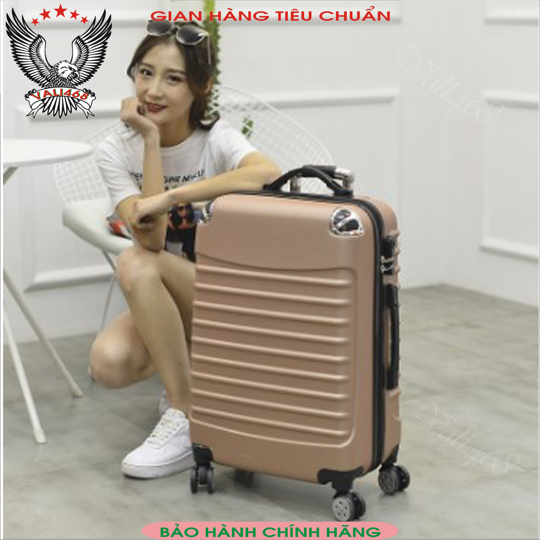 Vali du lịch nhựa kéo, thời trang, trẻ trung, cá tính, Vali bọc góc Size 20, 24inch, vân ngang chống trầy xước, chất nhựa an toàn khi sử dụng