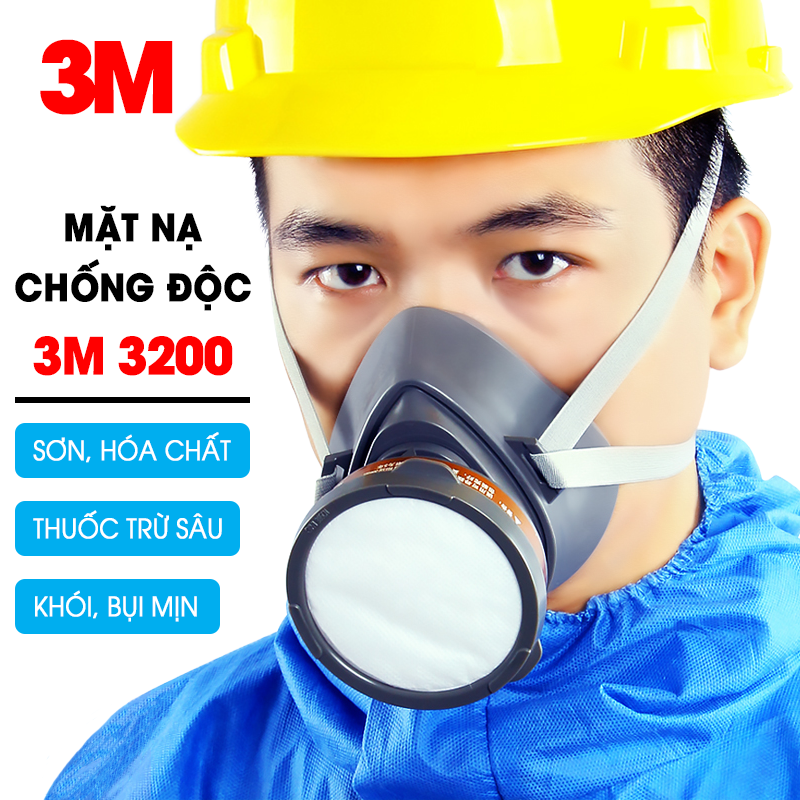 Mặt nạ phòng độc 3M 3200 (phun thuốc sâu, phun sơn, chống khói độc, bụi mịn, hóa chất)