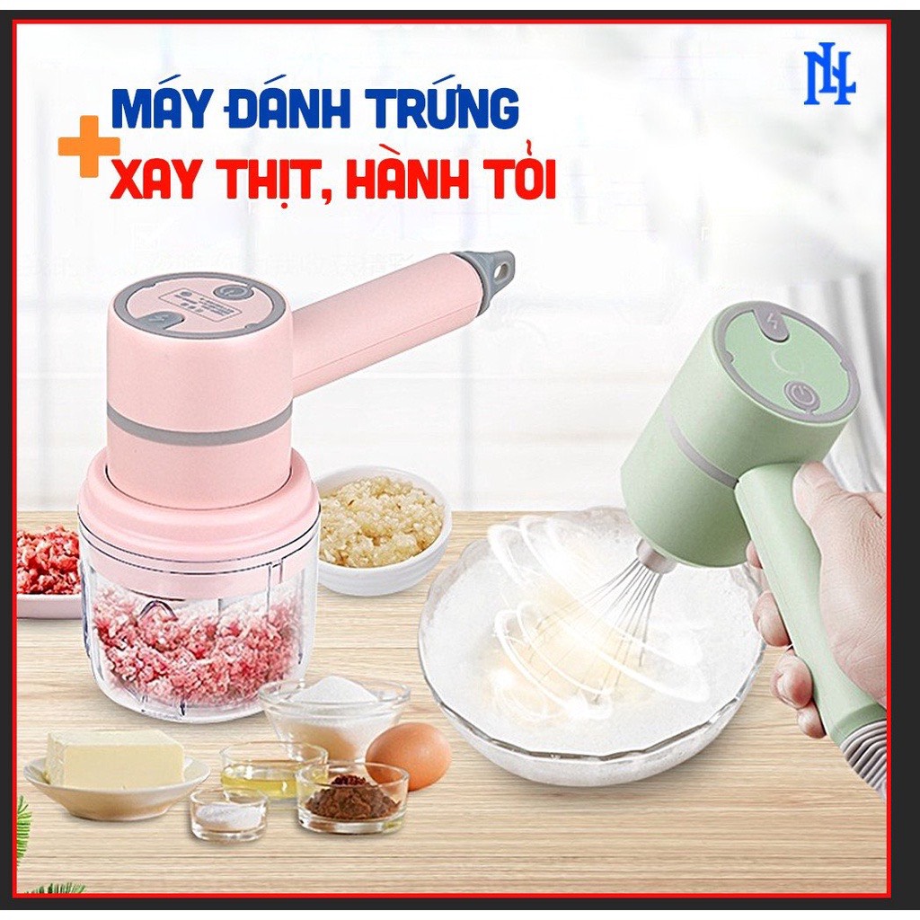 Bộ Máy Đánh Trứng Kèm Xay Tỏi, Đánh Kem, Trộn Bột Tiện Lợi