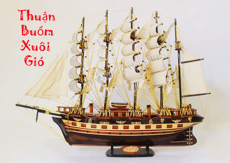 Mô hình tàu thuyền buồm chở hàng France II đen (Thân: 60cm)