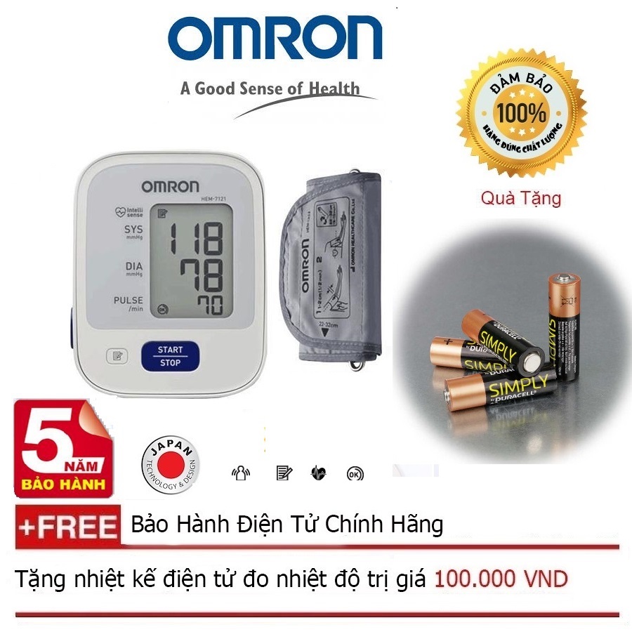 Máy đo huyết áp bắp tay omron hem 7121 + bảo hành 5 năm