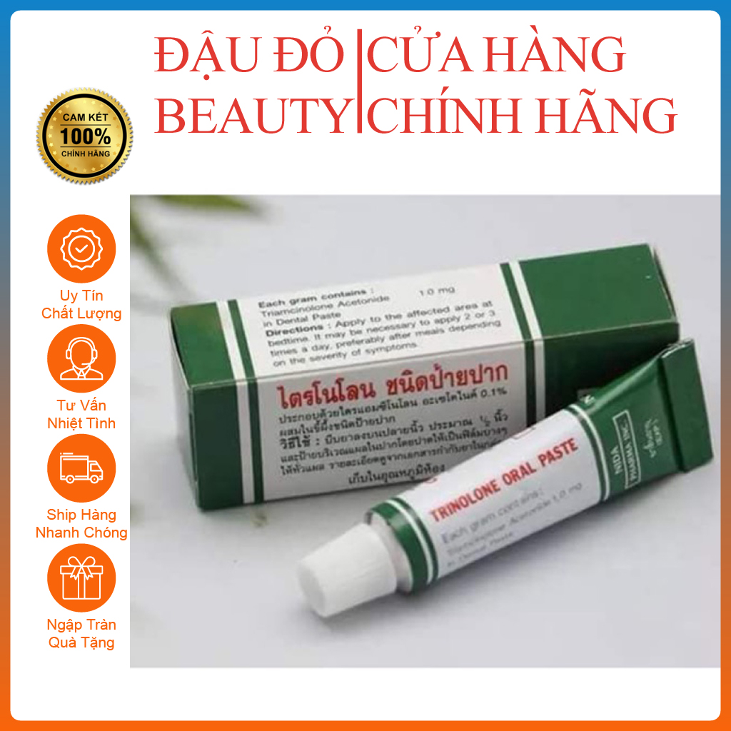 Kem Bôi Nhiệt Miệng Trinolone Oral Paste Thái Lan 5g - Gel thoa nhiệt miệng, lở loét miệng Nida Thái Lan