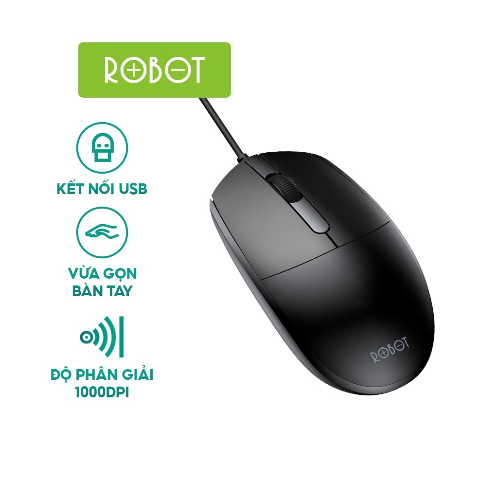 Chuột quang có dây robot m120 độ phân giải 1000 dpi dùng trong văn phòng - bảo hành 12 tháng