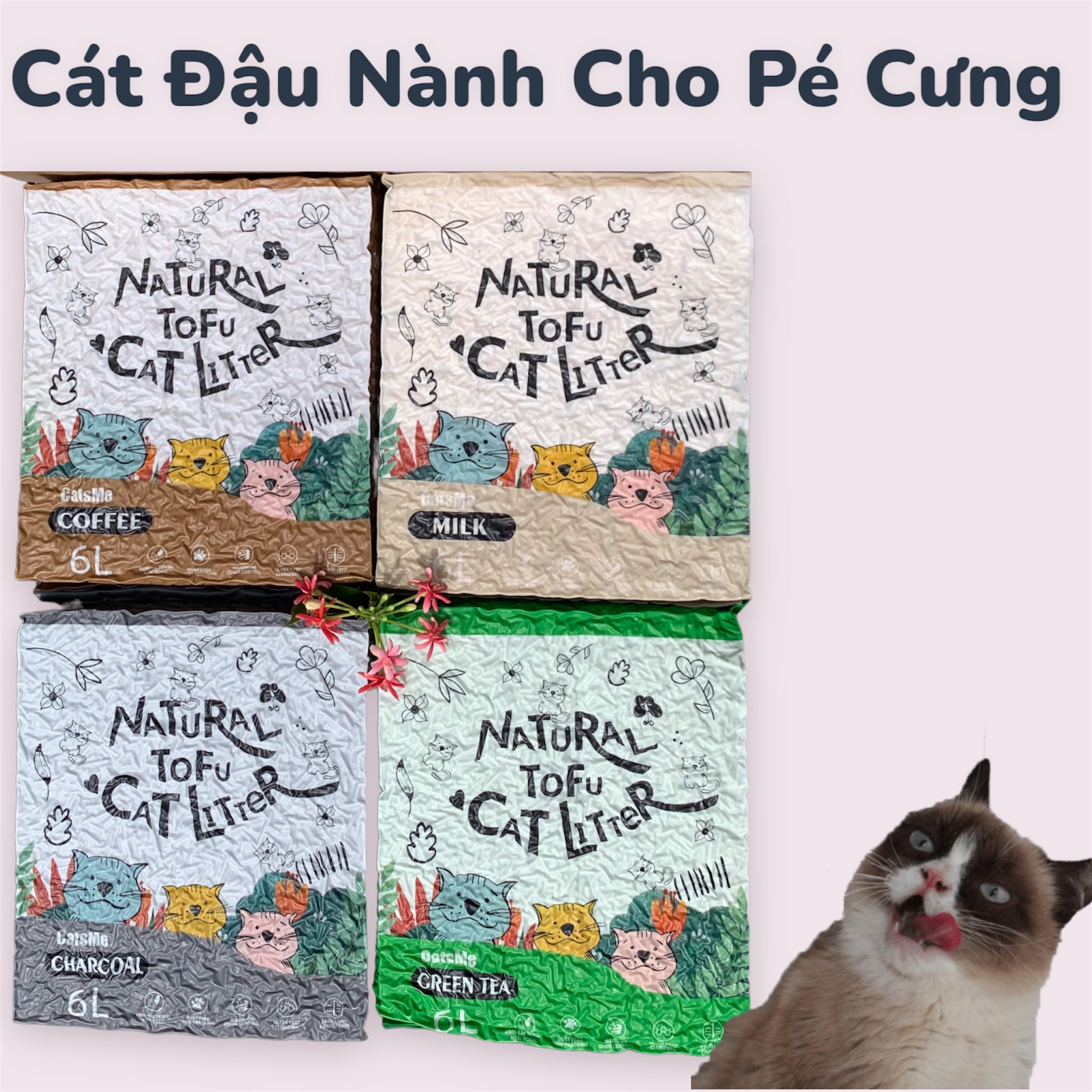 Mẫu Mới Cát Đậu Nành Natural Tofu Catsme Cho Mèo SIêu Thơm Siêu Vón Siêu