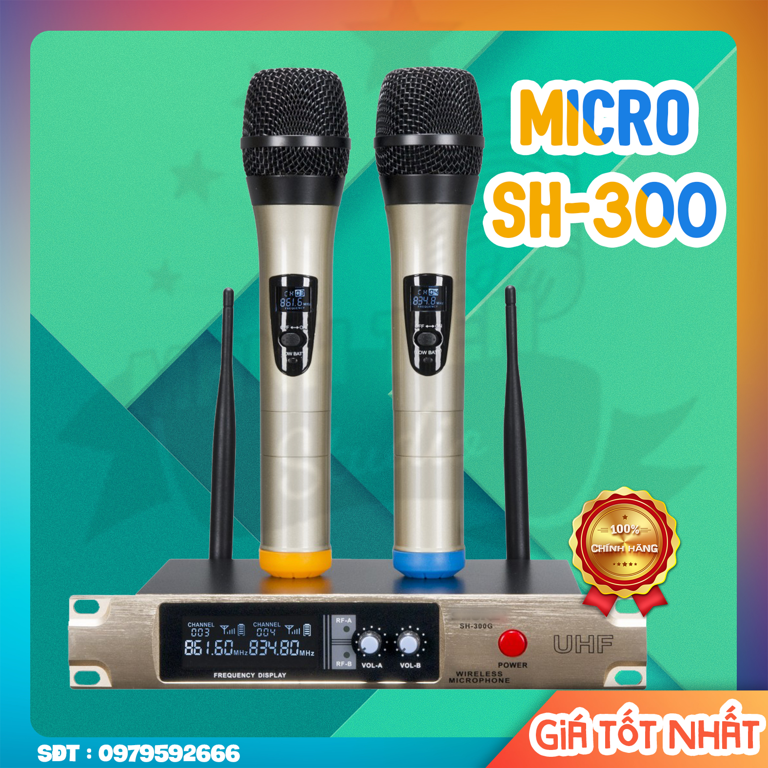 Micro không dây shure sh 300g bộ 2 micro cao cấp siêu hay thiết kế volume control riêng biệt micro không dây đa năng shure sh-300g hút âm mạnh giá rẻ bh 12 tháng