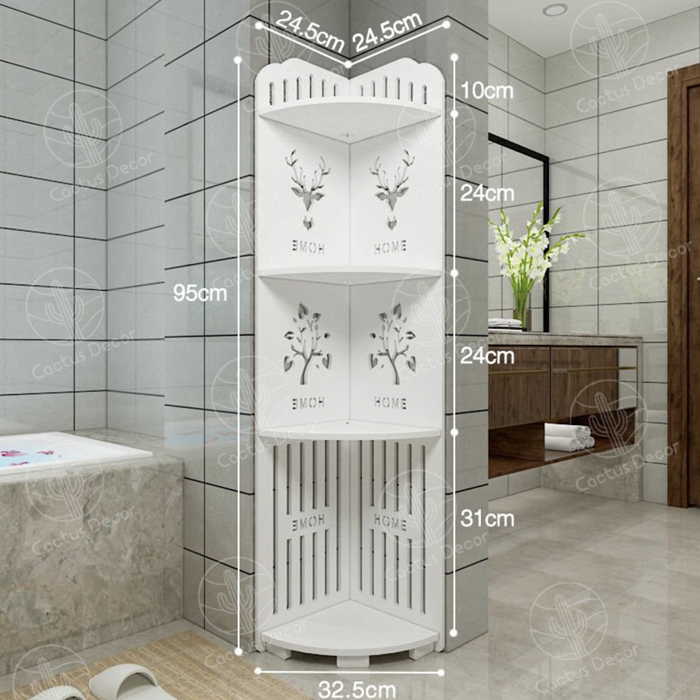 Kệ góc, kệ để đồ đa năng, kệ góc nhà tắm 4 tầng cao cấp chất liệu gỗ nhựa chống mốc chống nước tuyệt đối - Cactus Decor