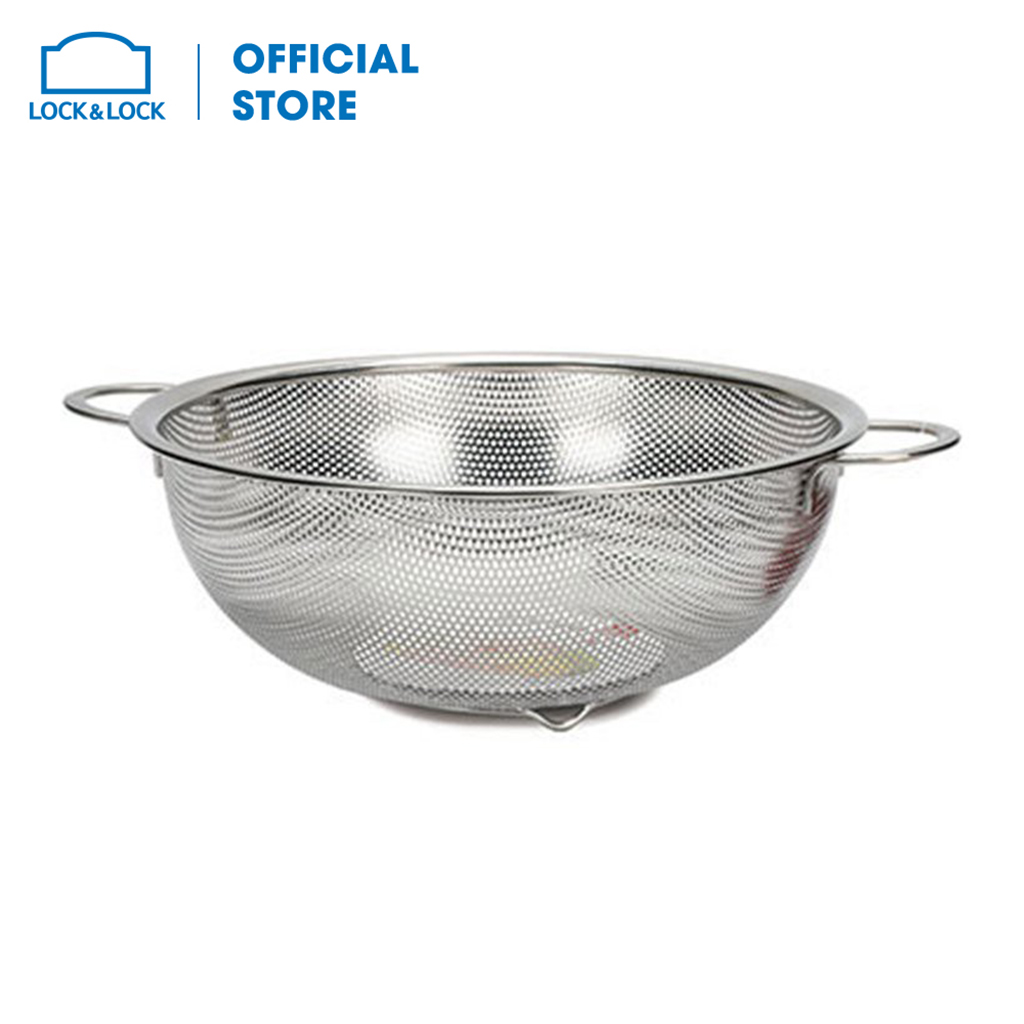 Mixb1252 - rổ inox lock&lock punching hole 25 cm có tay cầm