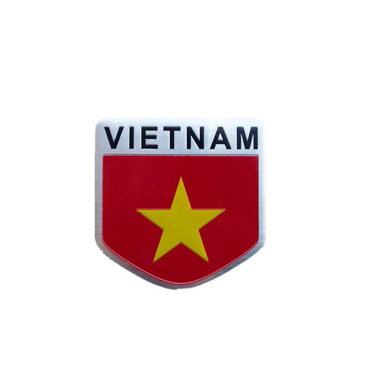 Combo 2 chiếc Tem nhôm cờ Việt Nam dán trang trí ô tô