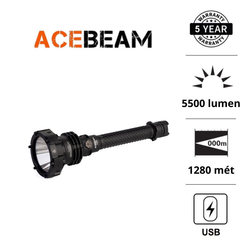 Đèn pin chiếu xa ACEBEAM P20 độ sáng 5500 lumen tầm chiếu xa 1280m