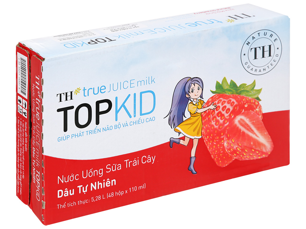 Thùng th true juice milk topkid hương dâu 110ml x 48 hộp
