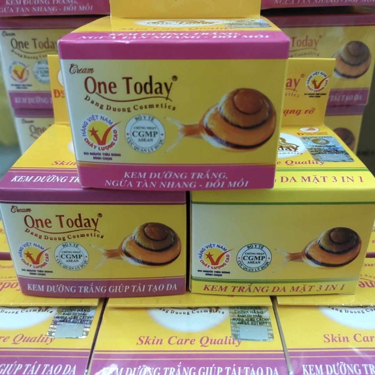 Kem dưỡng trắng ngừa tàn nhang và đồi mồi 8Gr, kem tái tạo 8Gr, kem mặt 3 in1 5Gr ốc sên One Today