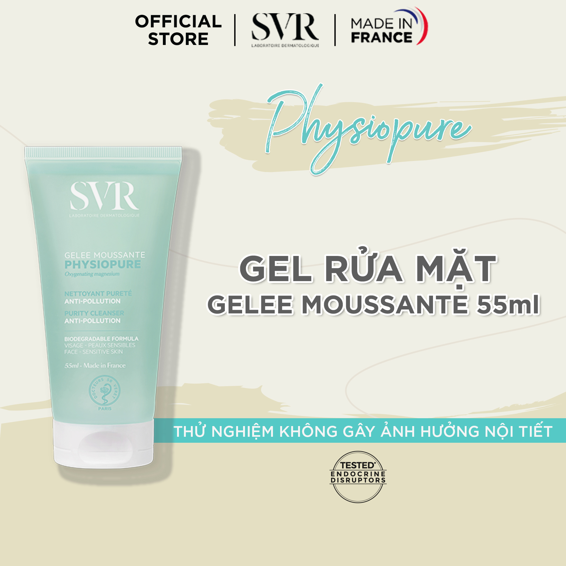 Gel rửa mặt dành cho da nhạy cảm SVR PHYSIOPURE GELEE MOUSSANTE 55ml