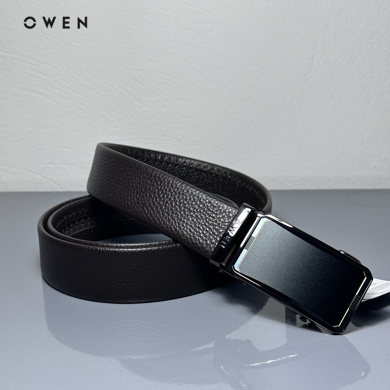 Owen - thắt lưng nam owen - dây lưng da bò màu nâu đen 232628