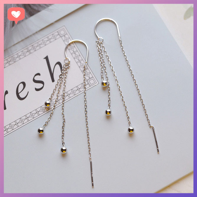 Bông tai dáng dài tua rua phối bi B23 Give.love shop hoa tai đi dự tiệc