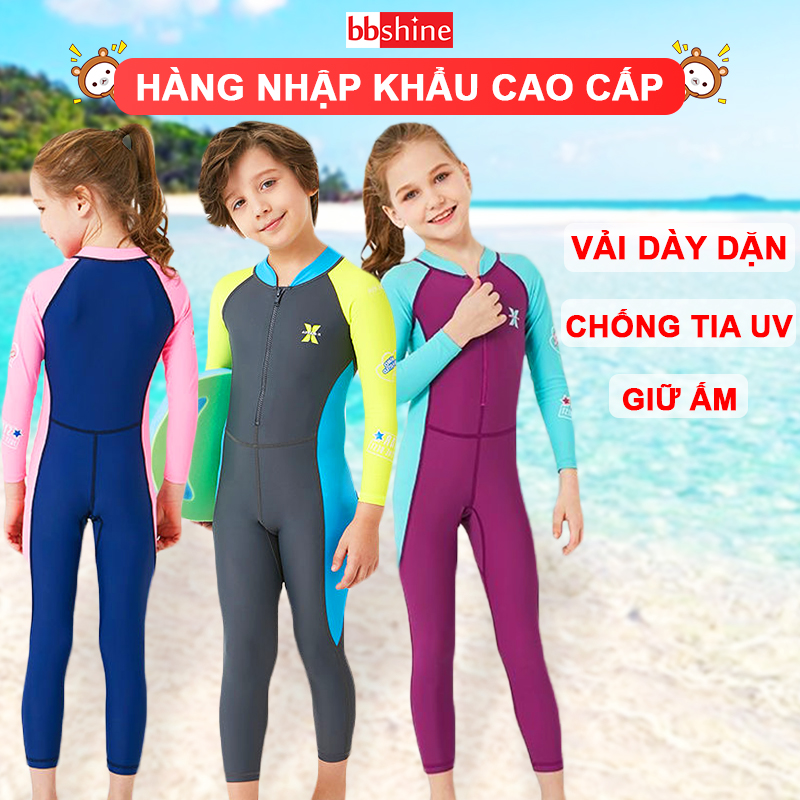Đồ bơi bé gái và bé trai 9-37kg cao cấp BBShine, Đồ bơi dài tay DIVE & SAIL chống nắng và tia UV toàn thân cho bé – DB014