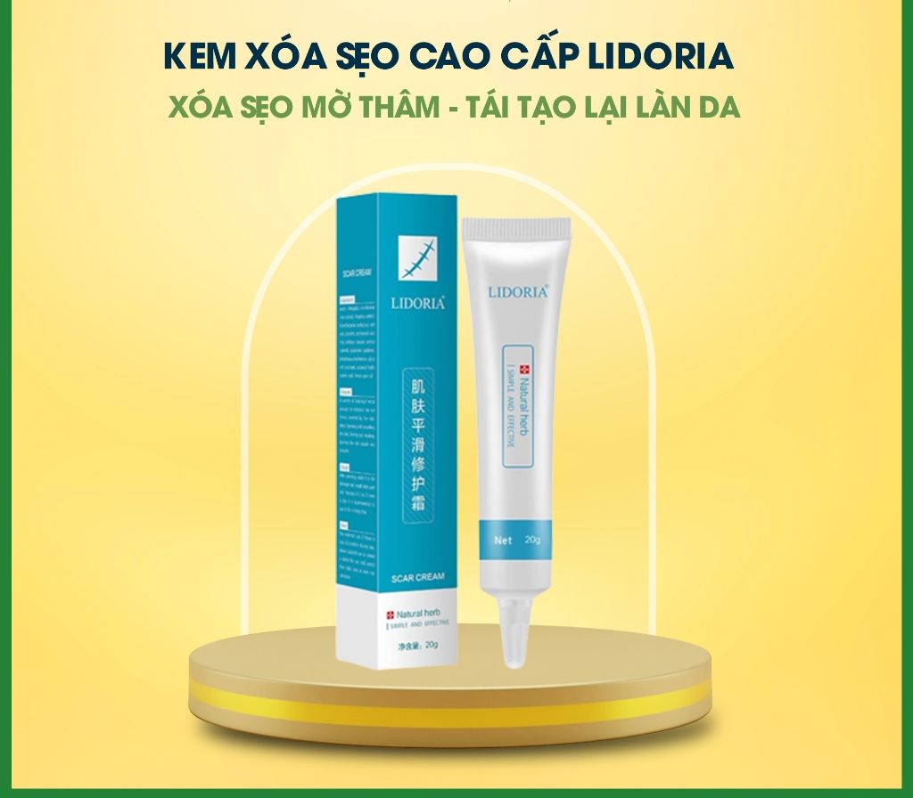 Kem xóa sẹo lidoria 20g - làm mờ sẹo, liền sẹo lồi, sẹo lõm, sẹo bỏng, sẹo rỗ, sẹo phẫu thuật - lidoria mờ thâm trắng da
