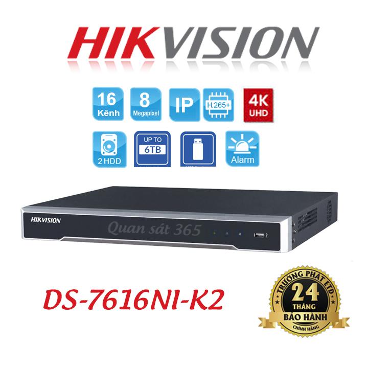Đầu ghi hình camera ip ultra hd 4k 16 kênh hikvision ds-7616ni-k2. chính hãng
