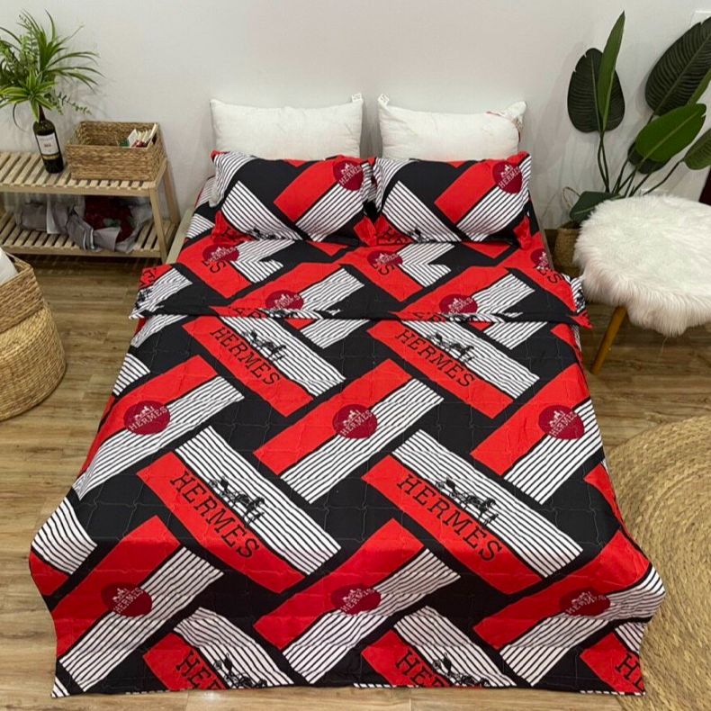 Bộ Chăn Ga Gối Cotton Poly HM Kẻ , Chất Liệu Bền Đẹp Nhiều Kích Thước , CA Bedding - Decor