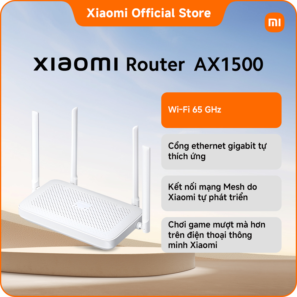 Xiaomi Router AX1500 | Wi-Fi 6 5 GHz | Cổng ethernet gigabit tự thích ứng | Kết nối mạng Mesh do Xiaomi tự phát triển | Chơi game mượt mà hơn trên điện thoại thông minh Xiaomi