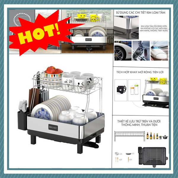 Kệ úp bát đĩa inox Sinoart tiện dụng