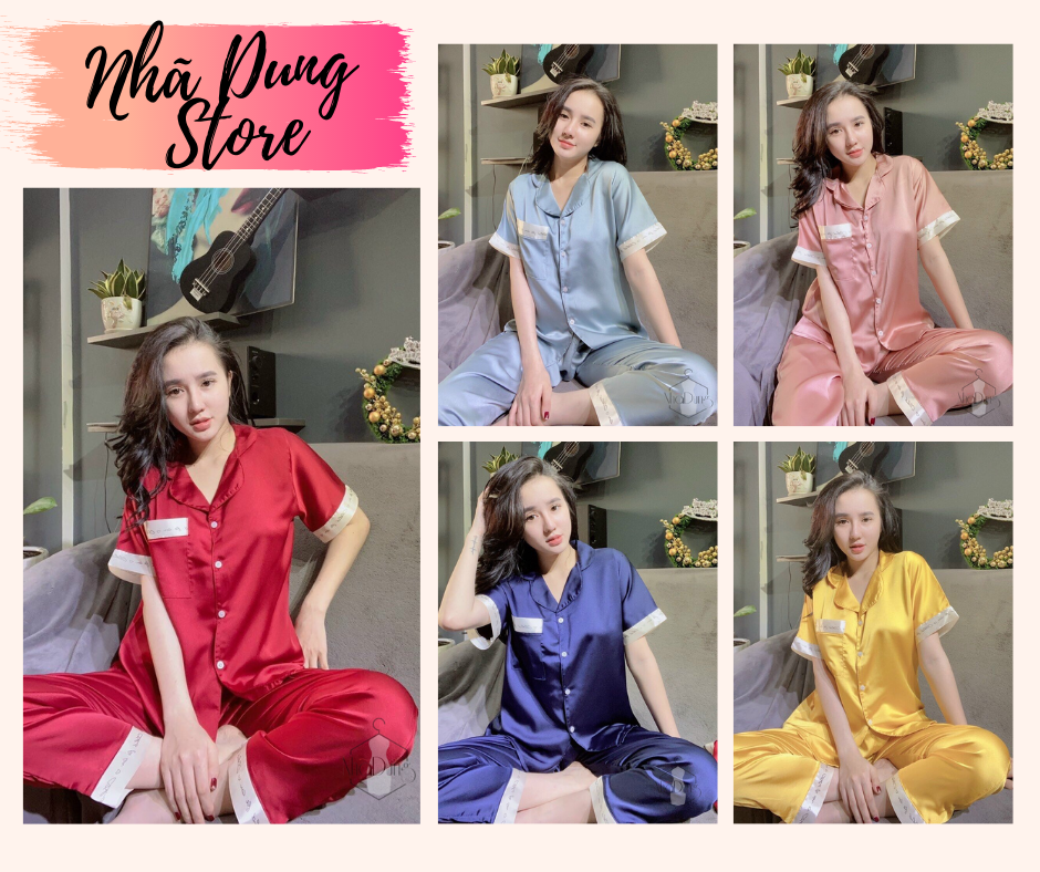 Đồ bộ nữ mặc nhà lụa satin mềm mát kiểu dáng dễ thương, sang trọng dưới 55kg