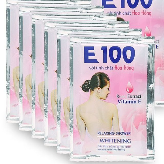 Dây 12 gói sữa tắm e100 trắng mịn