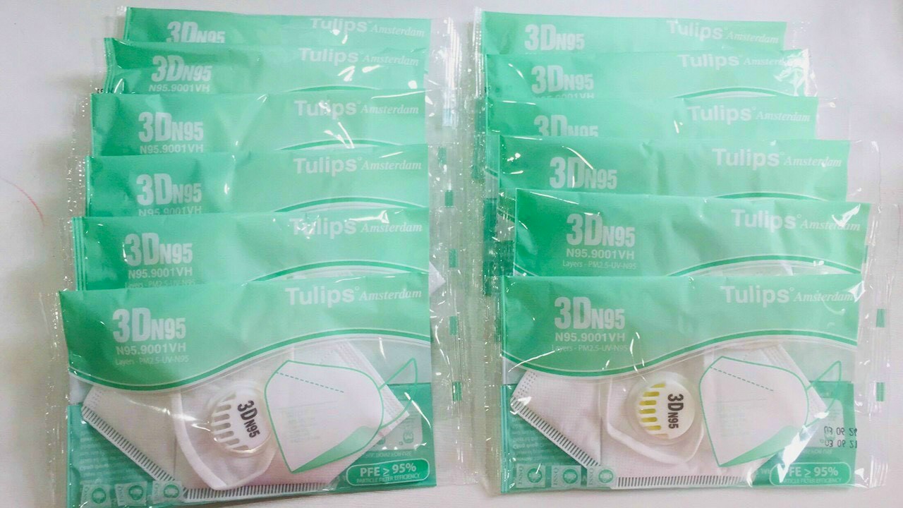 [HCM][Combo 10 cái ] Khẩu trang 3D N95 Tulips- Có Van- Bịch 1 cái- phòng dịch hiệu quả