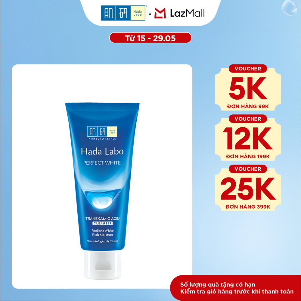 Sữa rửa mặt dưỡng trắng Hada Labo Perfect White Tranexamic Acid Cleanser 80g