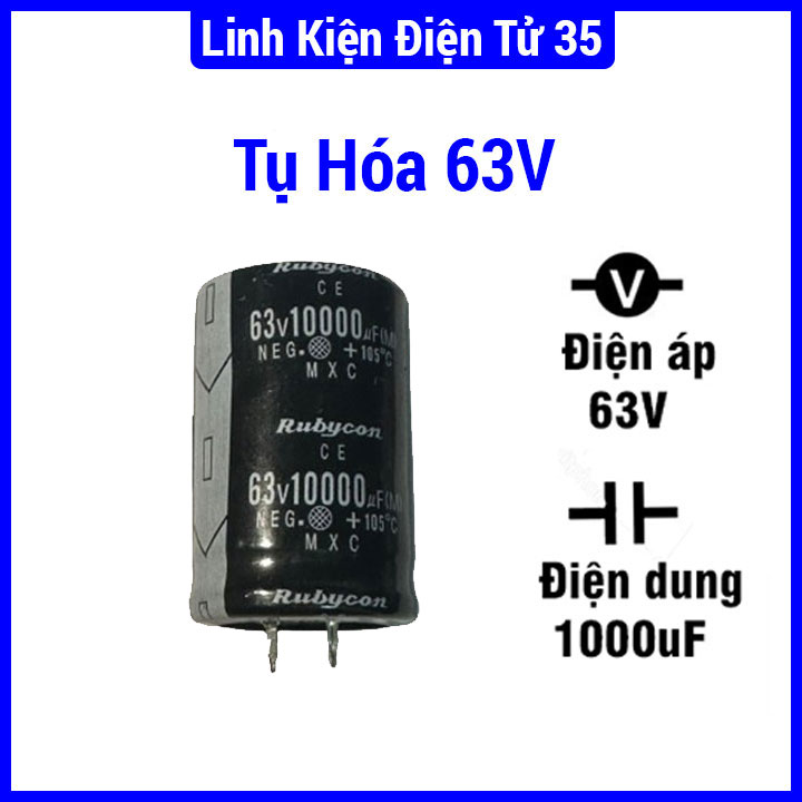 Tụ hoá phân cực 63v điện dung 1000uf