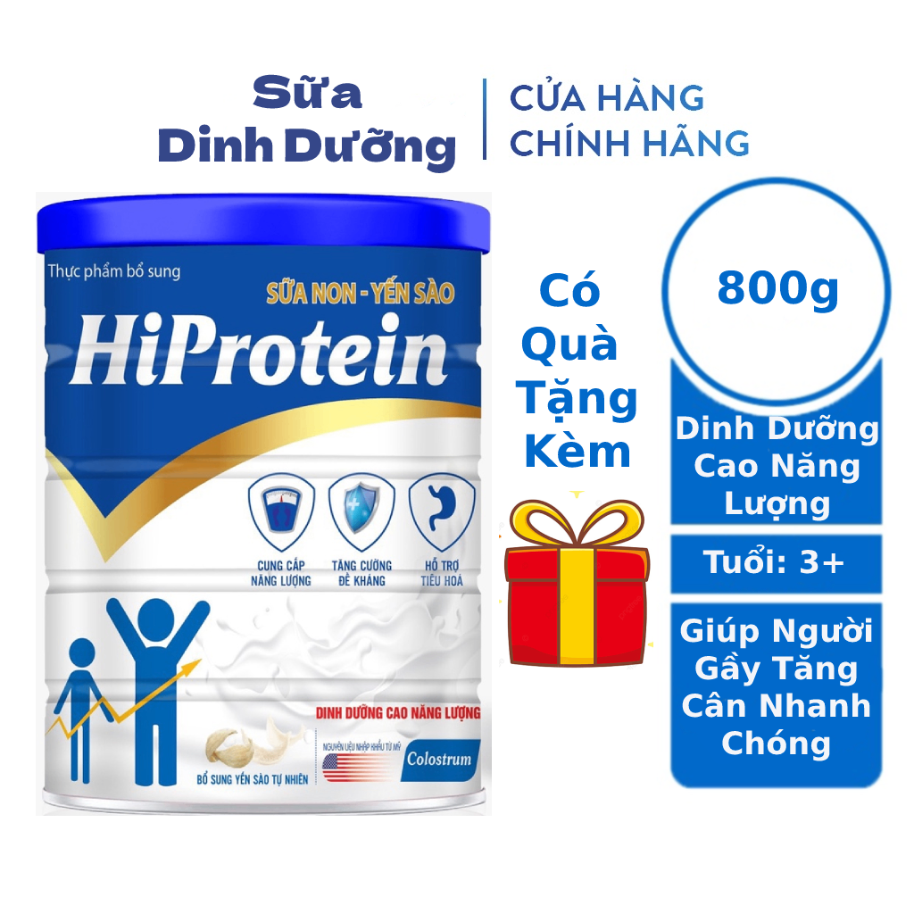 Sữa tăng cân Hi Protein 800g sữa non yến xào bổ sung dinh dưỡng dành cho