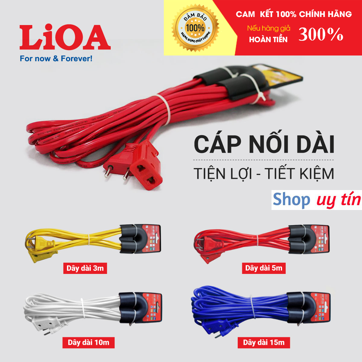 Cáp nối dài LiOA - Ổ dây điện kéo dài 3m, 5m, 10m, 15m tiện lợi - LIOAVIETNAM
