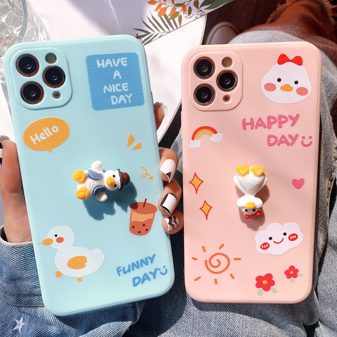 Ốp Lưng Silicon Bảo Vệ CAMERA Hình Nổi Duck Happy Day - Gắn Phụ Kiện Xoay 3D