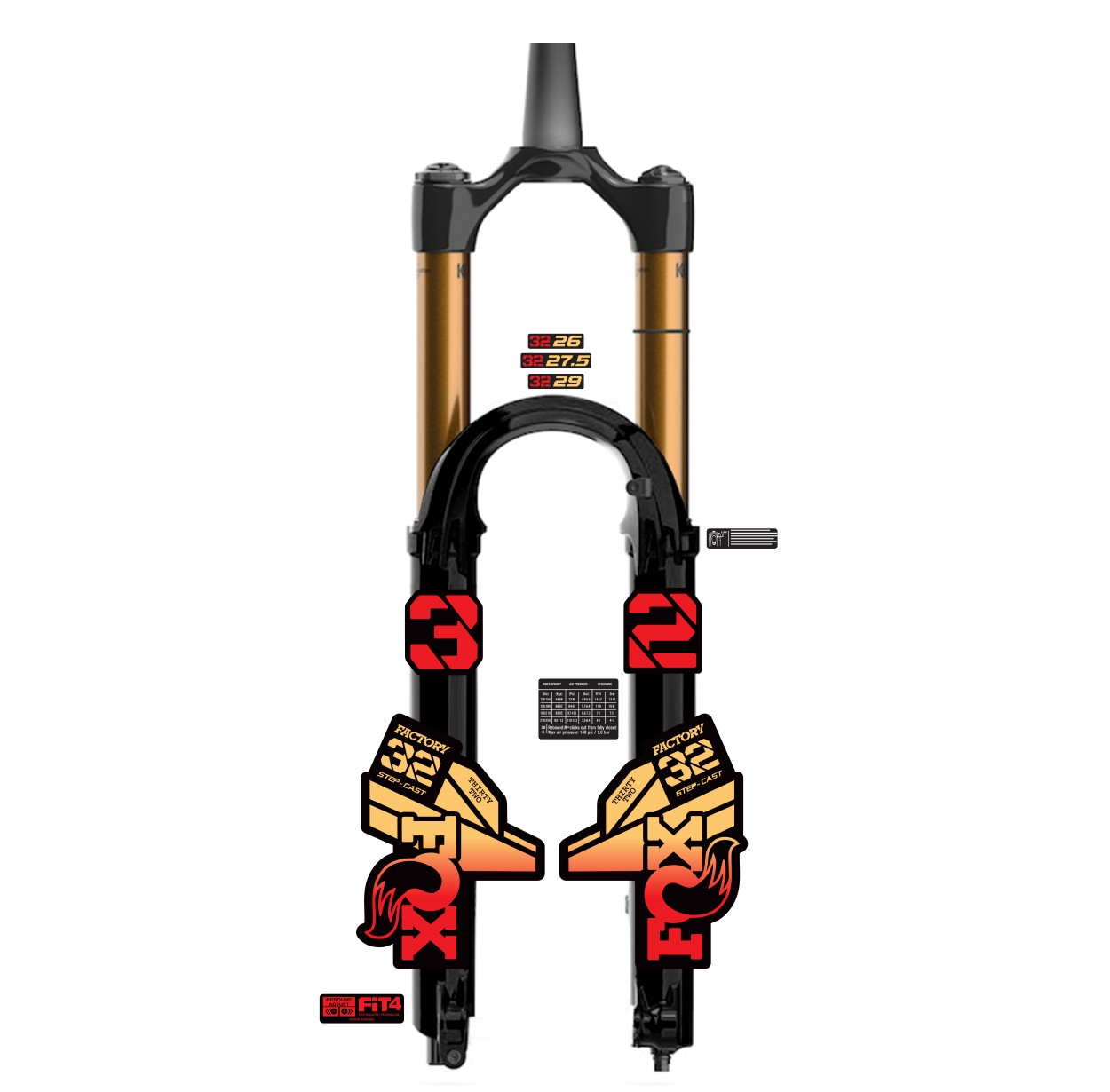 Tem decal dán phuộc xe đạp địa hình Fox kashima 32 2021 | cheetahdecals.com
