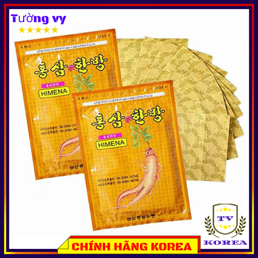 Cao dán hồng sâm hàn quốc, Cao dán sâm Himena, gói 20 miếng - Hỗ trợ giảm đau lưng, đau vai, đau cổ, chavykorea