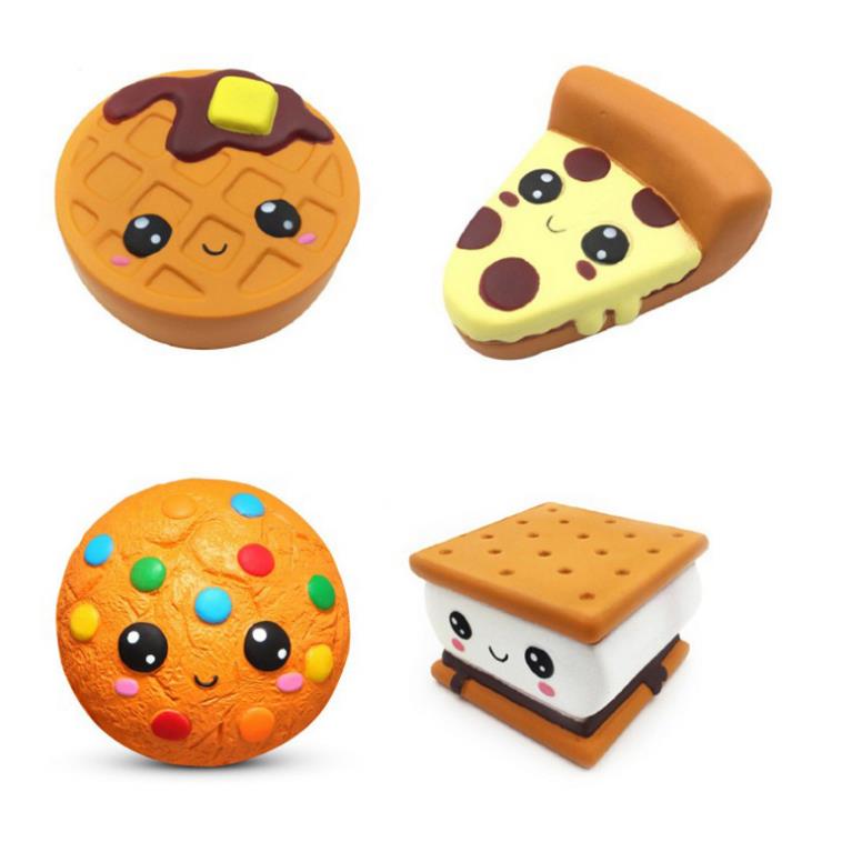 Mới Pcs Squishies Smore Waffle Cake Pizza Coffee Cup Kawaii Perfumado Suave Lento Levantamiento Squeeze Alivio del estrés Niños Juguete Juguetes de peluche de hot cakes faciles